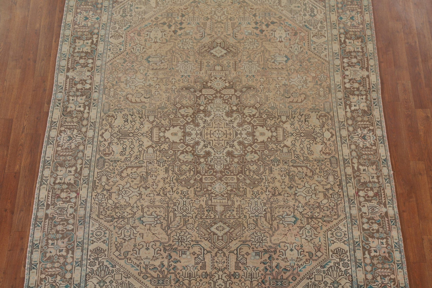 Geometric Tabriz Distressed Persian Rug 7x9