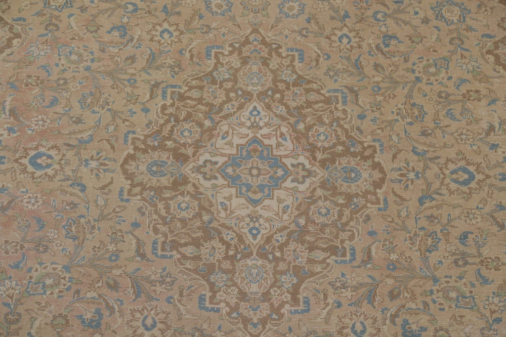 Muted Distressed Kashan Persian Area Rug 9x13