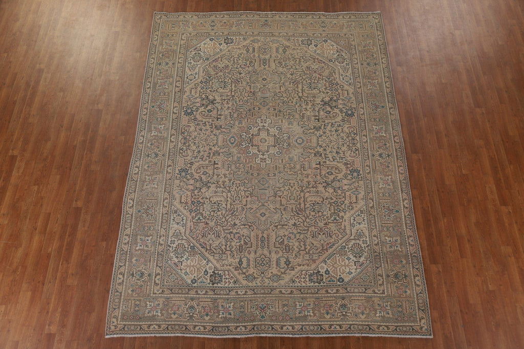 Geometric Tabriz Distressed Persian Area Rug 8x11