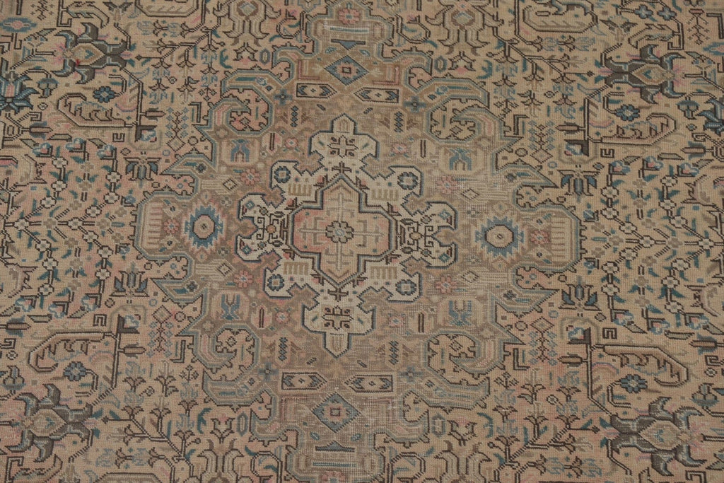 Geometric Tabriz Distressed Persian Area Rug 8x11