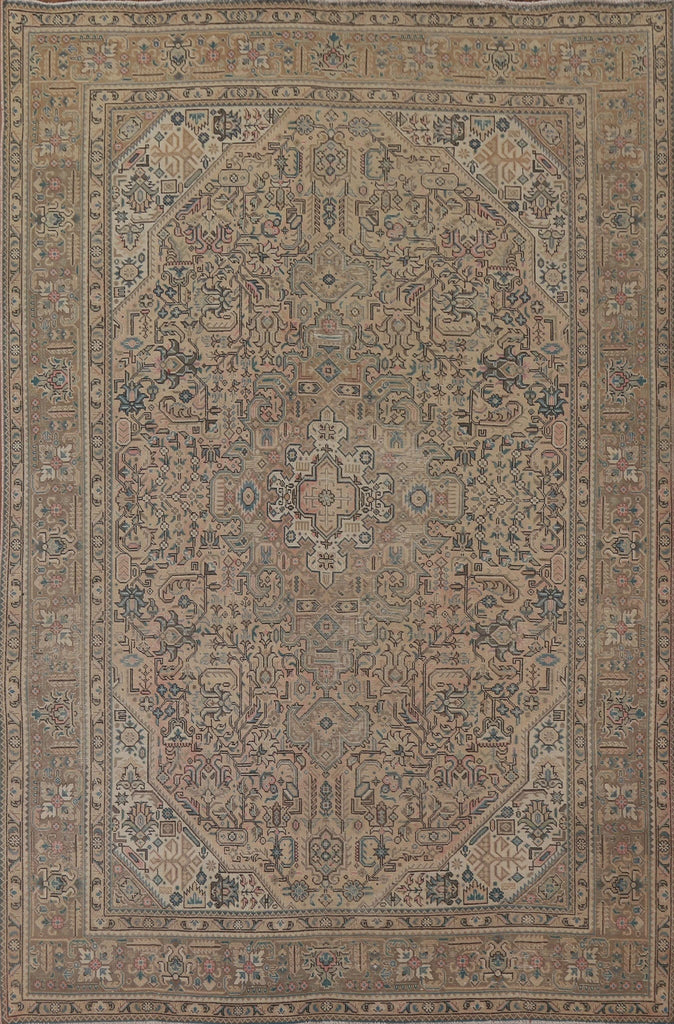 Geometric Tabriz Distressed Persian Area Rug 8x11