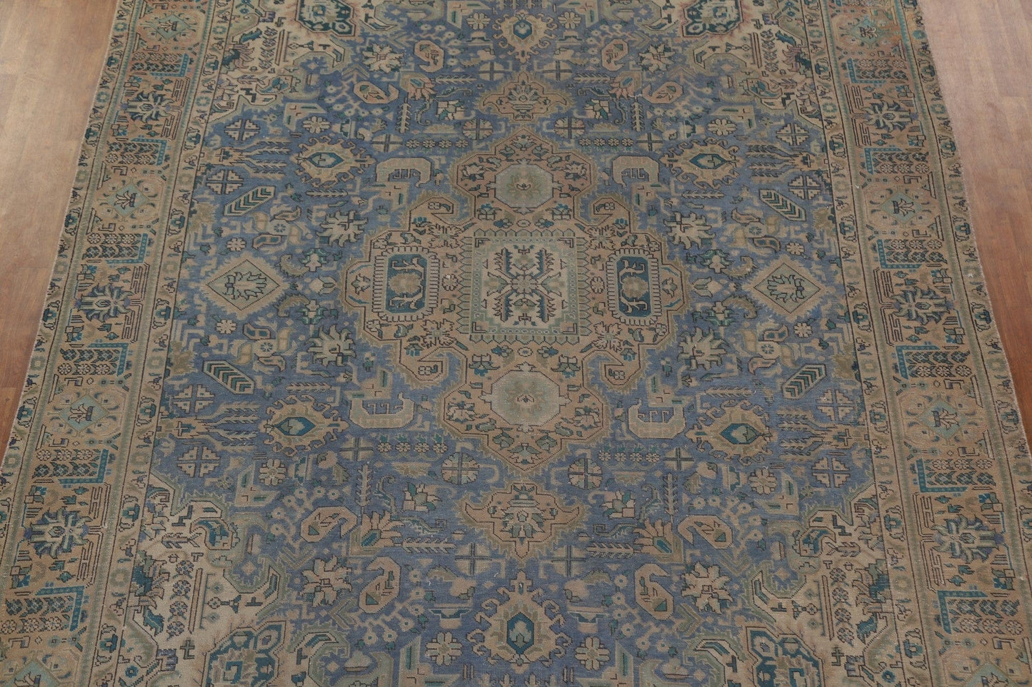 Blue Distressed Tabriz Persian Area Rug 10x13