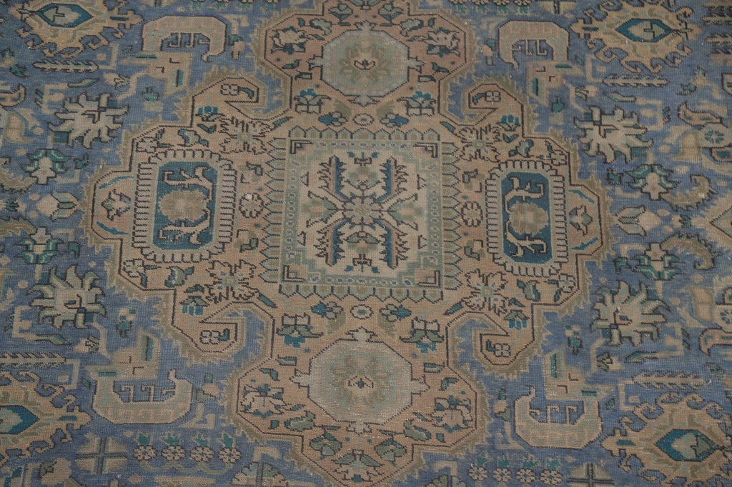 Blue Distressed Tabriz Persian Area Rug 10x13