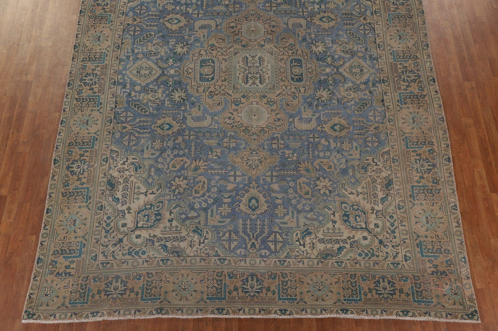 Blue Distressed Tabriz Persian Area Rug 10x13