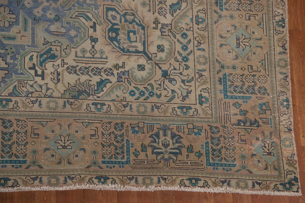 Blue Distressed Tabriz Persian Area Rug 10x13