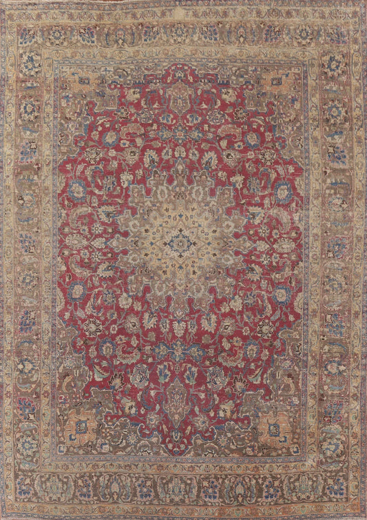 Antique Distressed Mashad Persian Area Rug 10x12