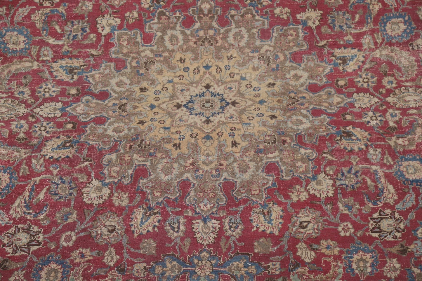 Antique Distressed Mashad Persian Area Rug 10x12