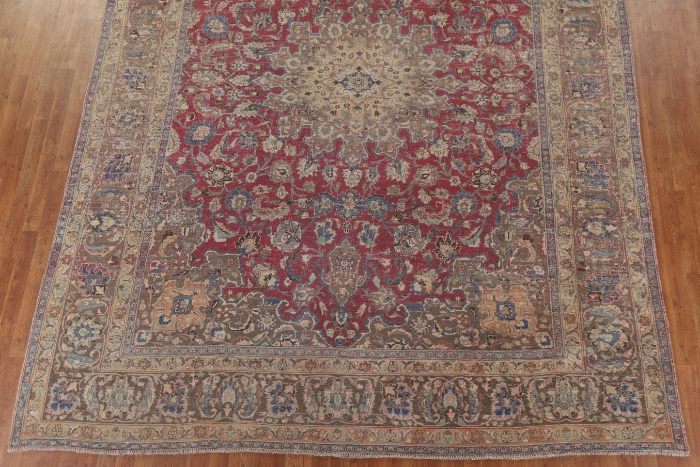 Antique Distressed Mashad Persian Area Rug 10x12