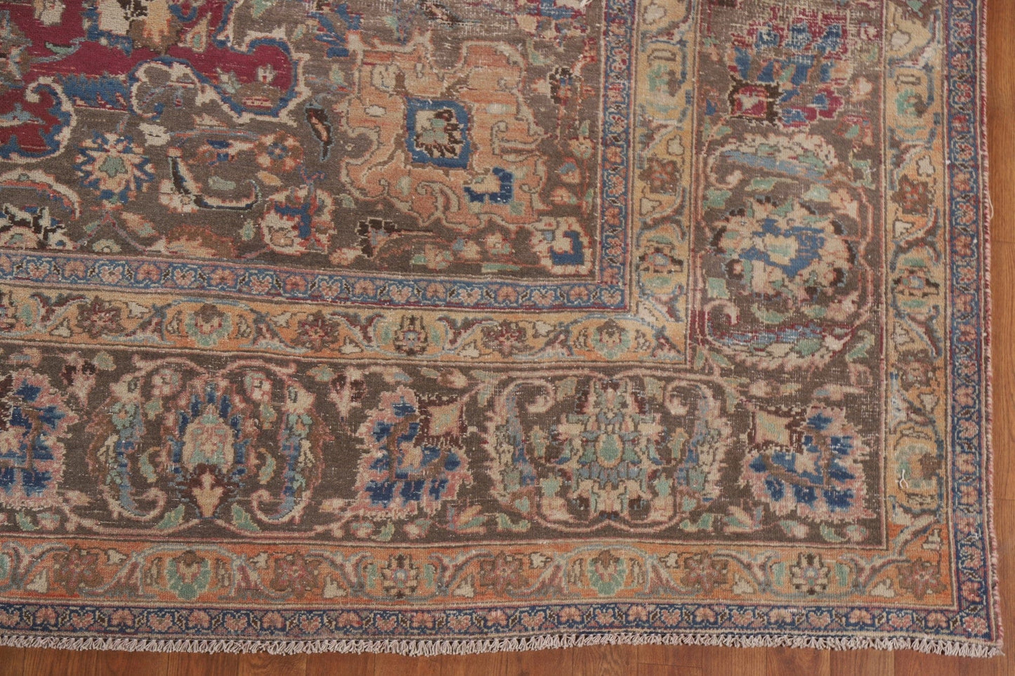 Antique Distressed Mashad Persian Area Rug 10x12