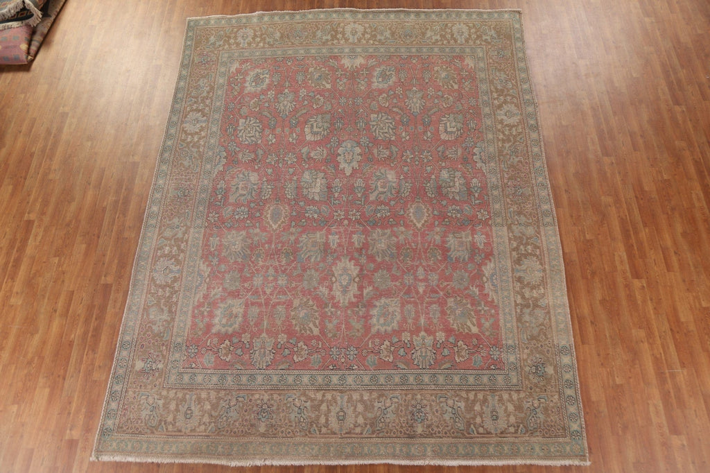 Pink Distressed Tabriz Persian Area Rug 9x12