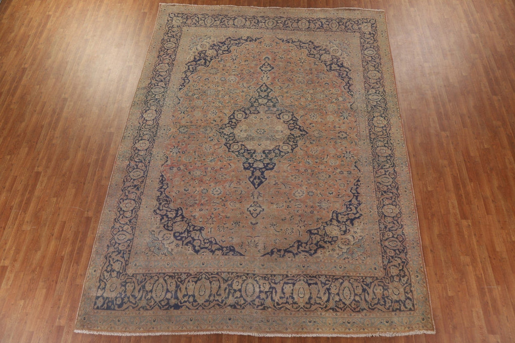 Distressed Kashan Persian Area Rug 10x13