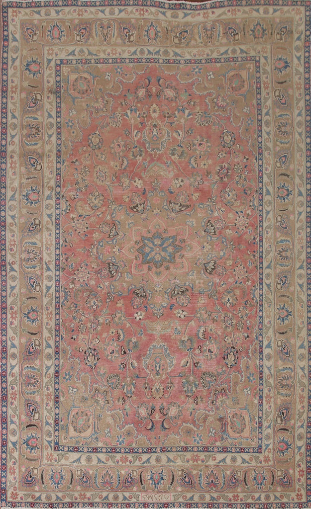 Distressed Mashad Persian Area Rug 6x10