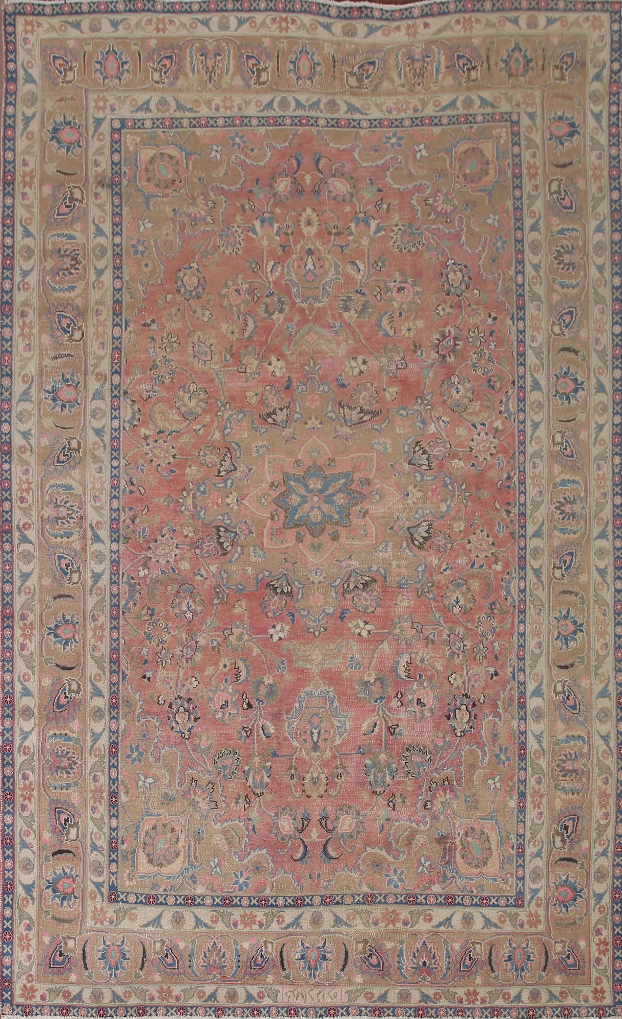 Distressed Mashad Persian Area Rug 6x10