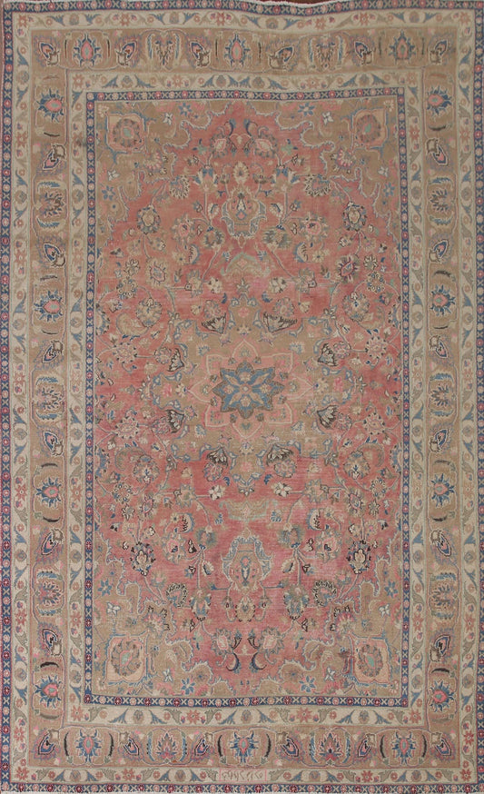 Distressed Mashad Persian Area Rug 6x10