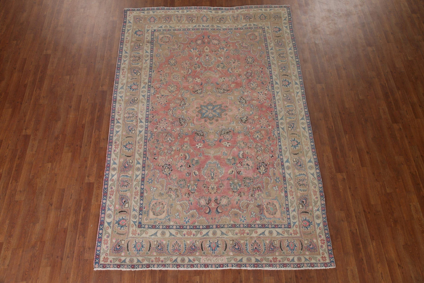 Distressed Mashad Persian Area Rug 6x10