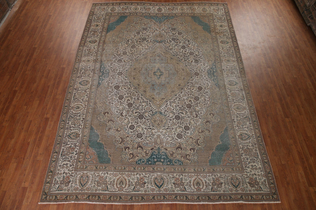 Geometric Wool Tabriz Persian Area Rug 10x13