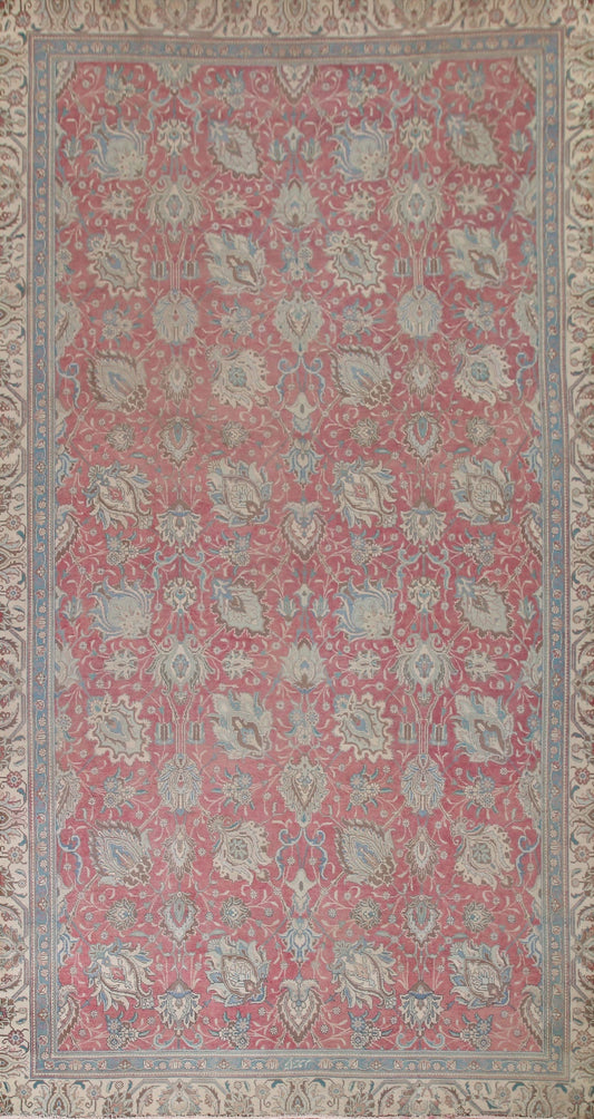 All-Over Pink Tabriz Persian Area Rug 8x14