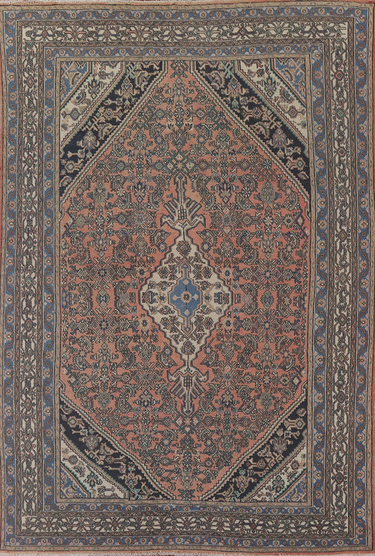 Pink Geometric Hamedan Persian Area Rug 8x11