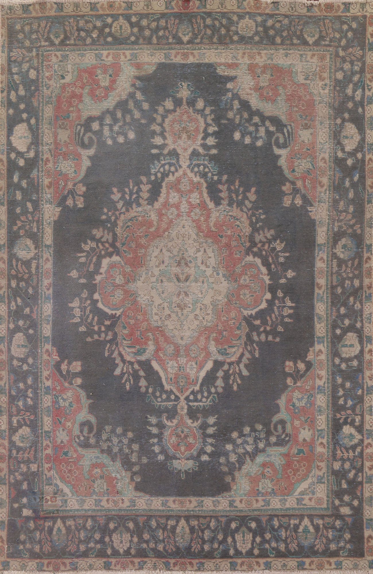 Distressed Over-Dyed Tabriz Persian Area Rug 6x9