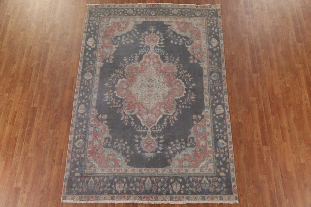 Distressed Over-Dyed Tabriz Persian Area Rug 6x9