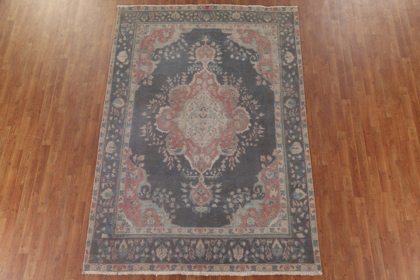 Distressed Over-Dyed Tabriz Persian Area Rug 6x9