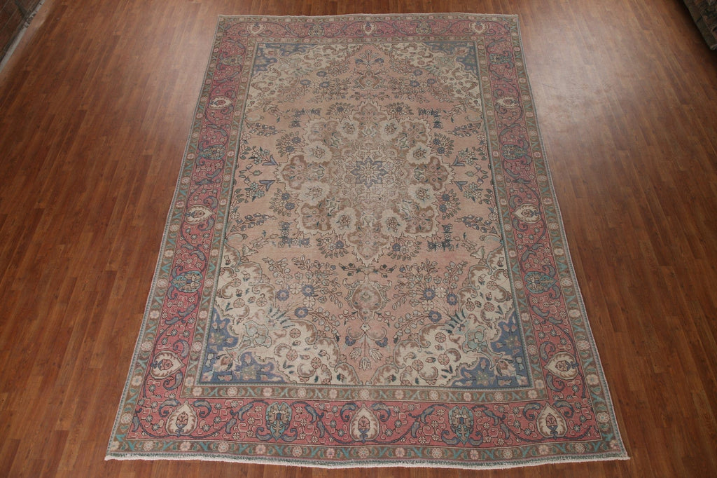 Vintage Wool Tabriz Persian Area Rug 9x13