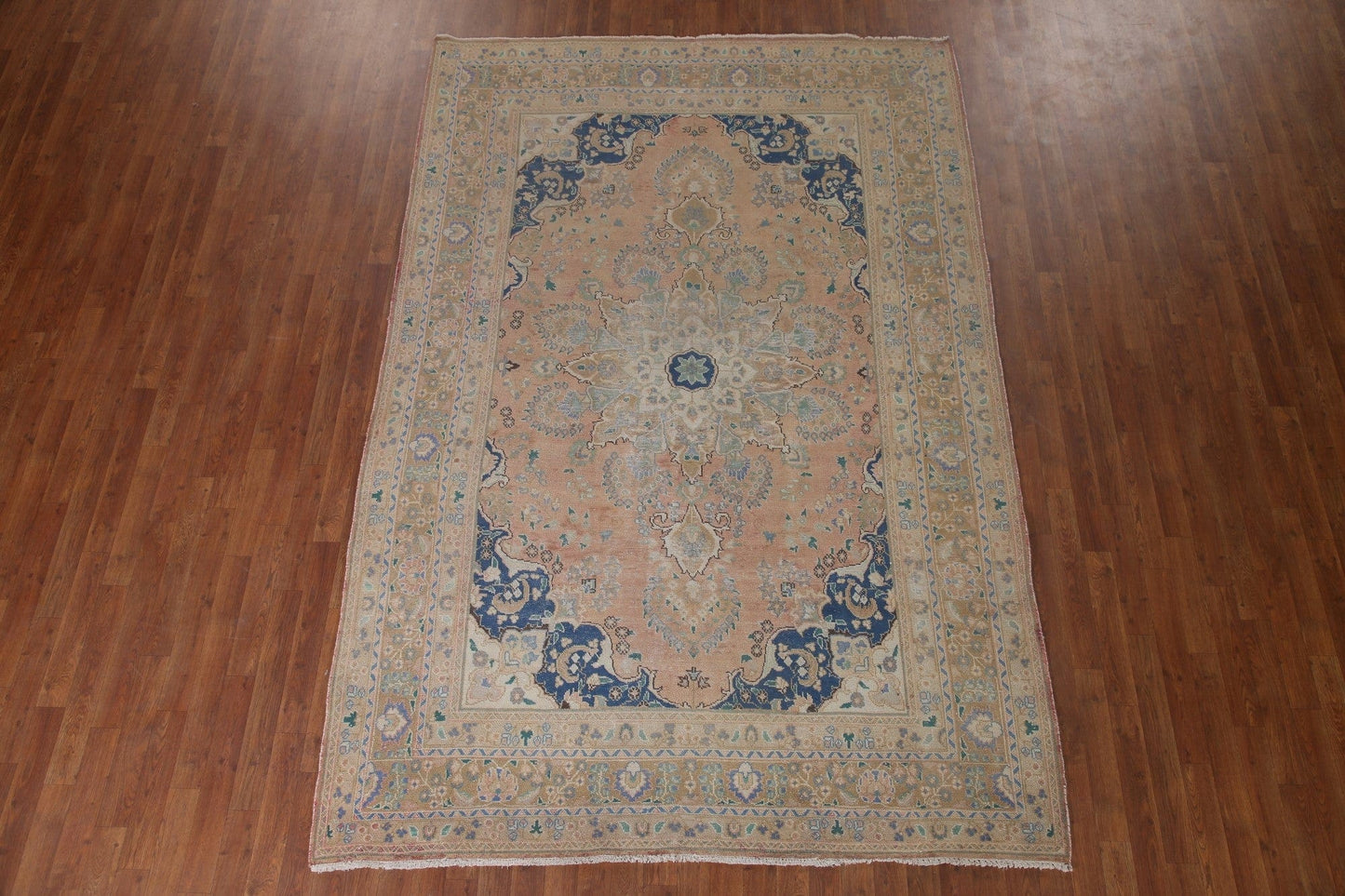 Distressed Mashad Persian Area Rug 7x10