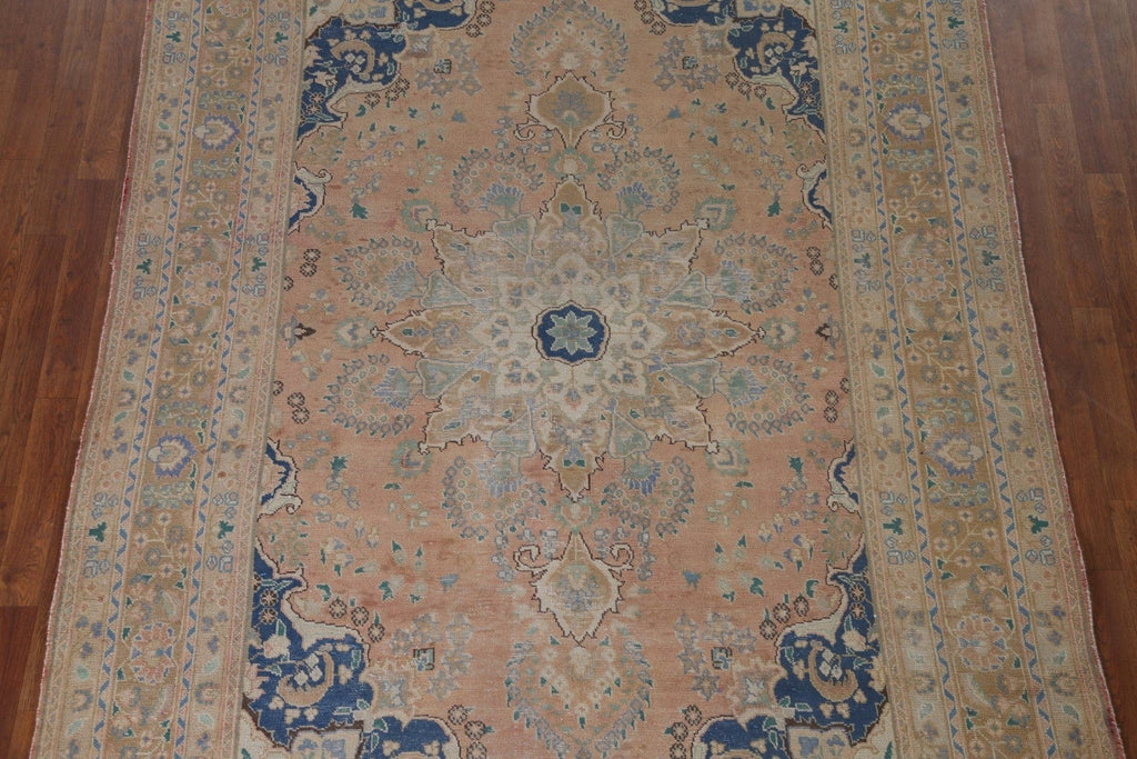 Distressed Mashad Persian Area Rug 7x10