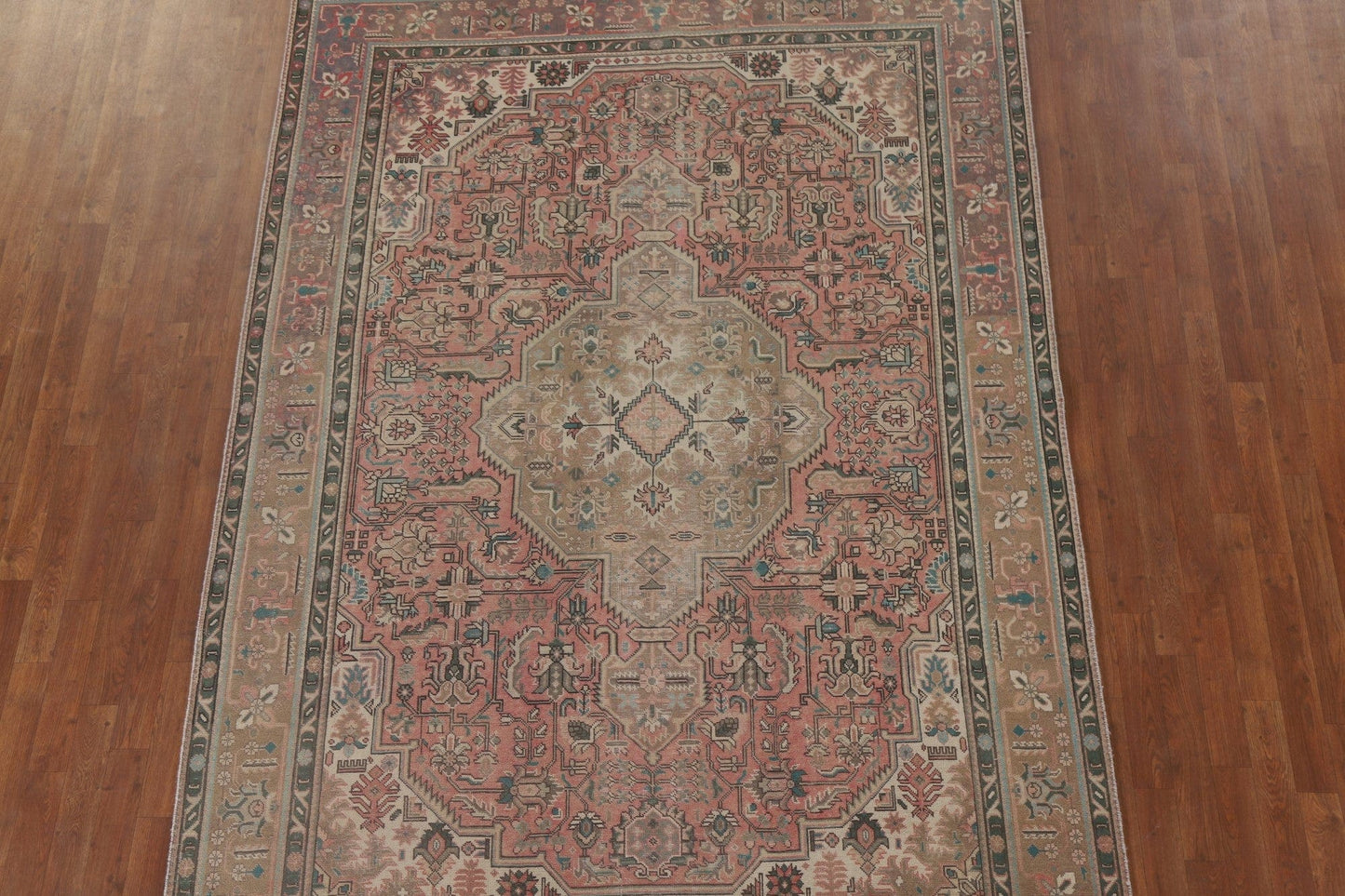 Distressed Pink Tabriz Persian Area Rug 7x10