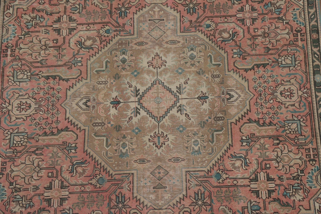 Distressed Pink Tabriz Persian Area Rug 7x10