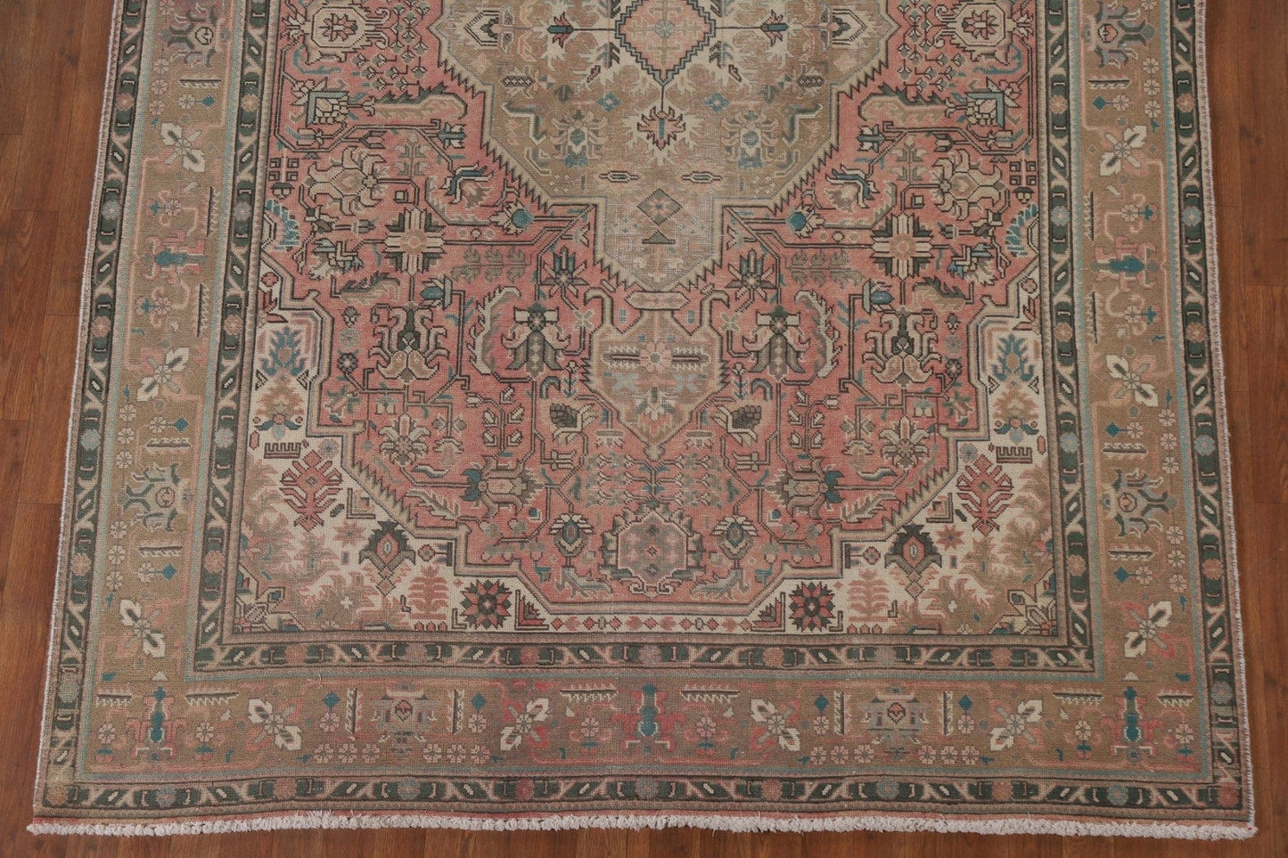 Distressed Pink Tabriz Persian Area Rug 7x10