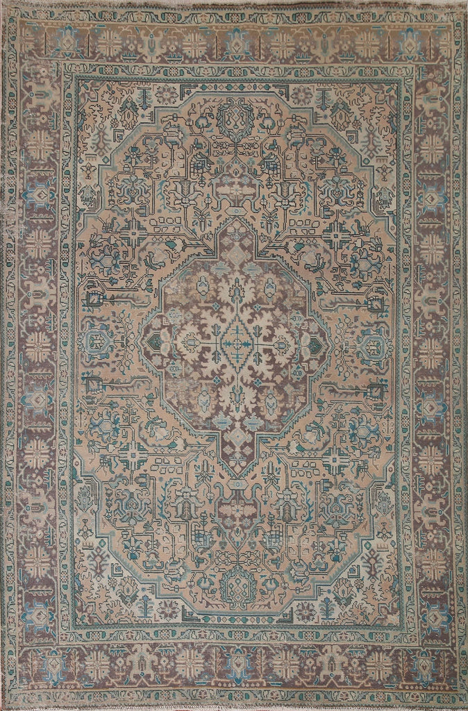 Distressed Tabriz Persian Area Rug 7x9