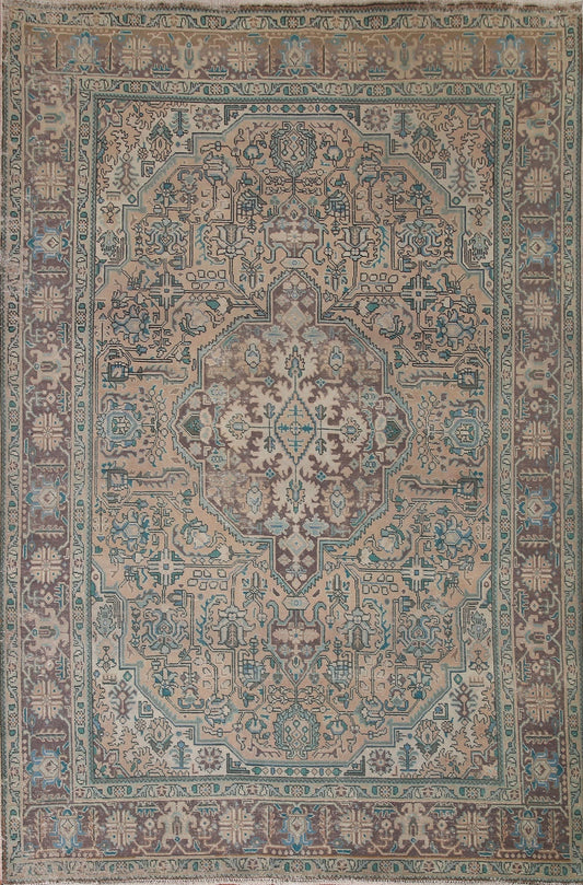 Distressed Tabriz Persian Area Rug 7x9