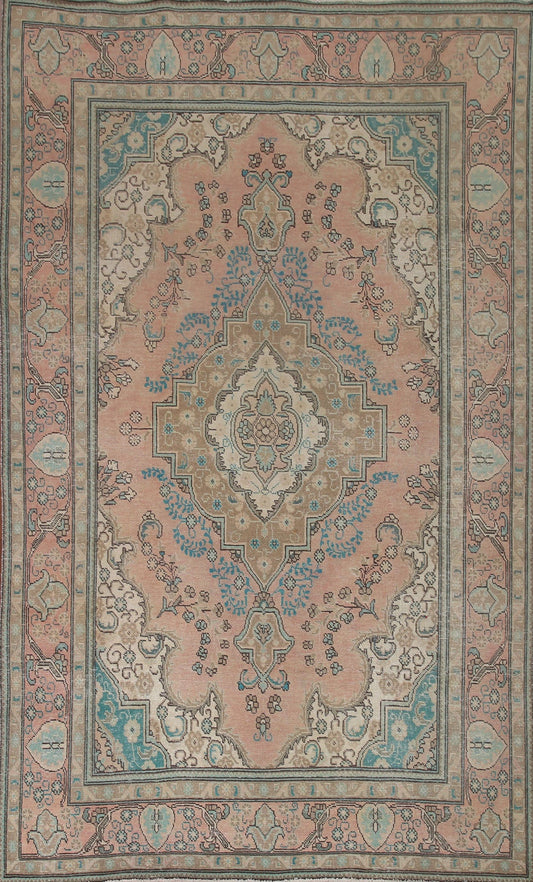 Handmade Pink Tabriz Persian Area Rug 6x9