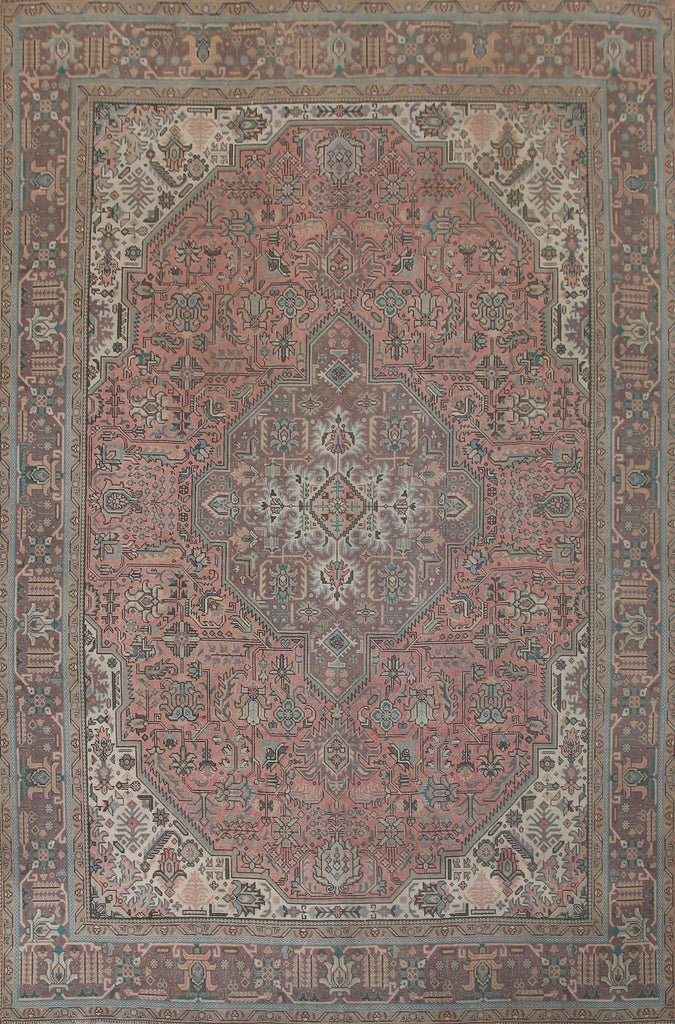 Pink Geometric Tabriz Persian Area Rug 10x12