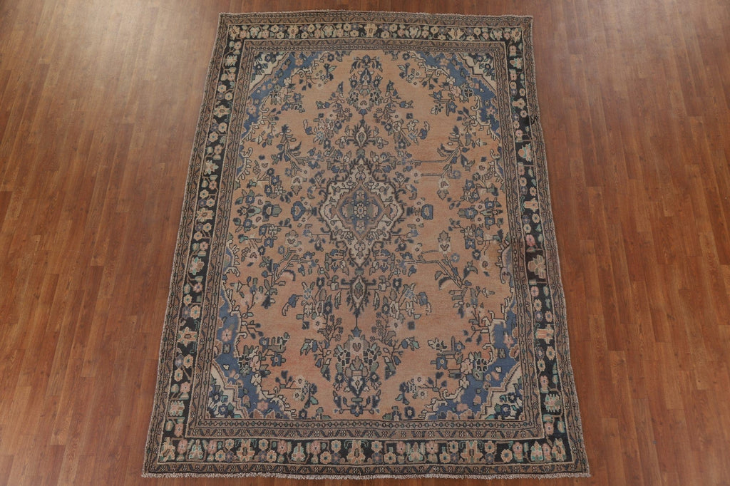 Vintage Wool Hamedan Persian Area Rug 7x10