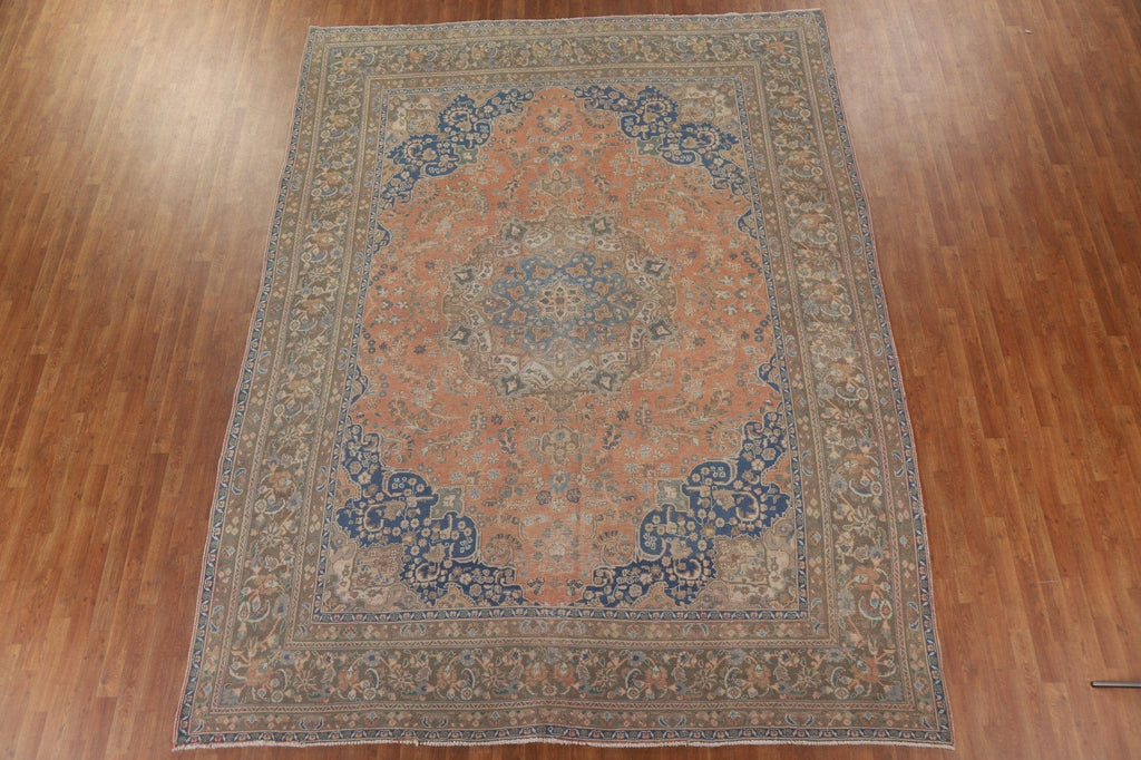 Distressed Mashad Persian Area Rug 10x13