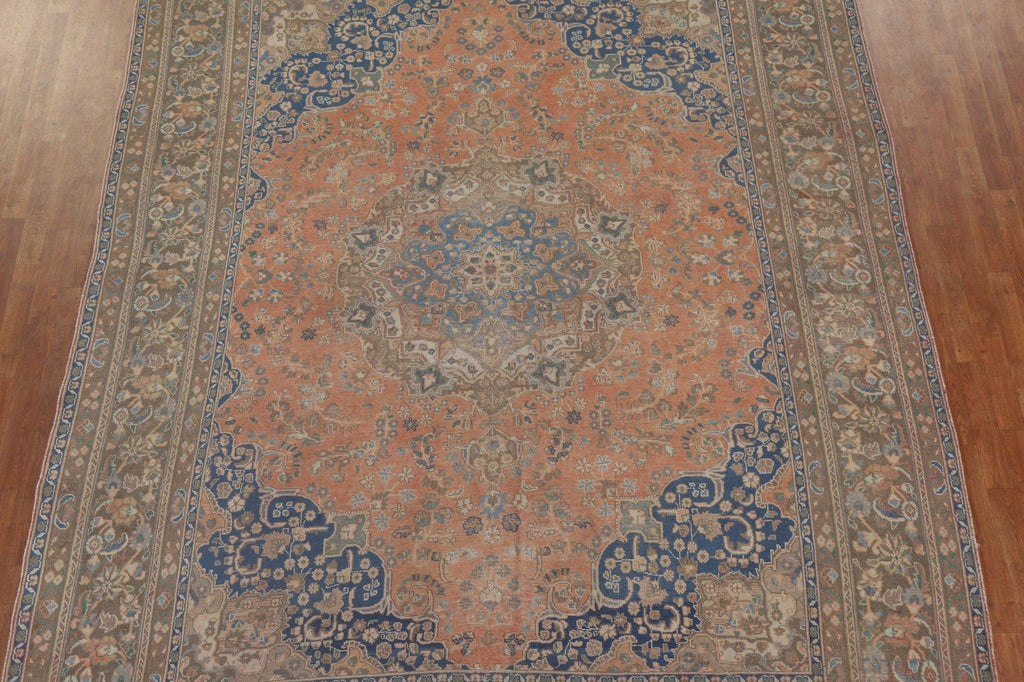 Distressed Mashad Persian Area Rug 10x13