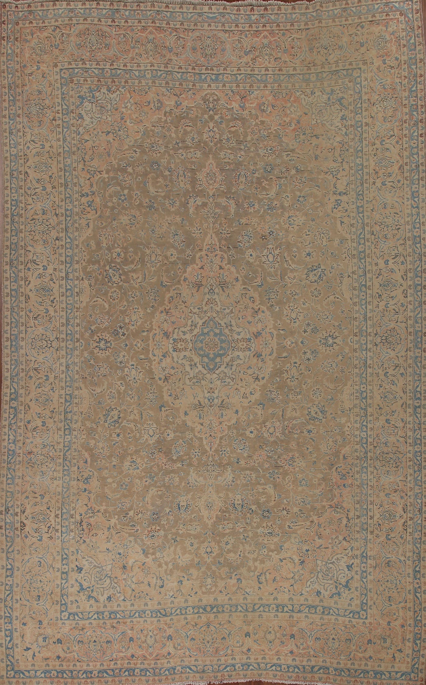 Vegetable Dye Brown Kashan Persian Area Rug 10x13