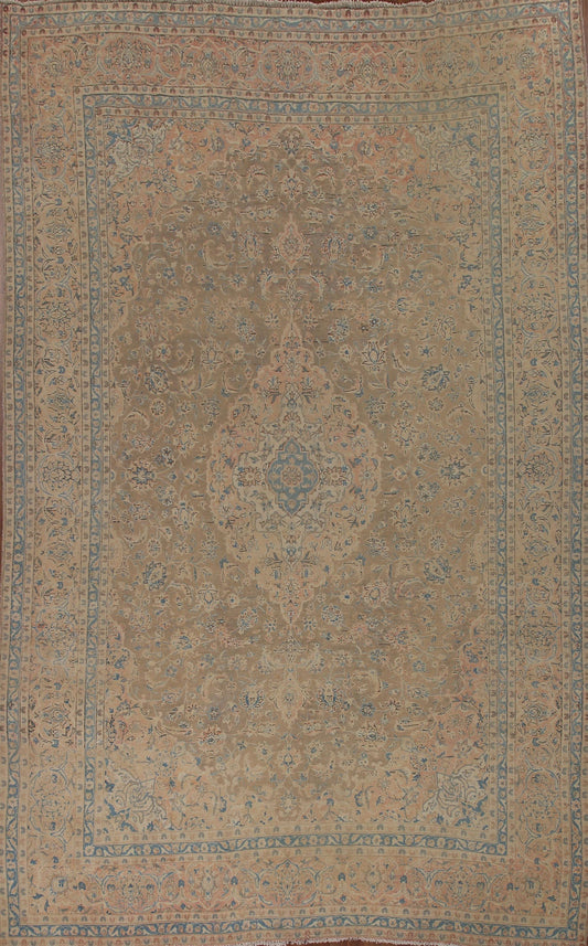 Vegetable Dye Brown Kashan Persian Area Rug 10x13