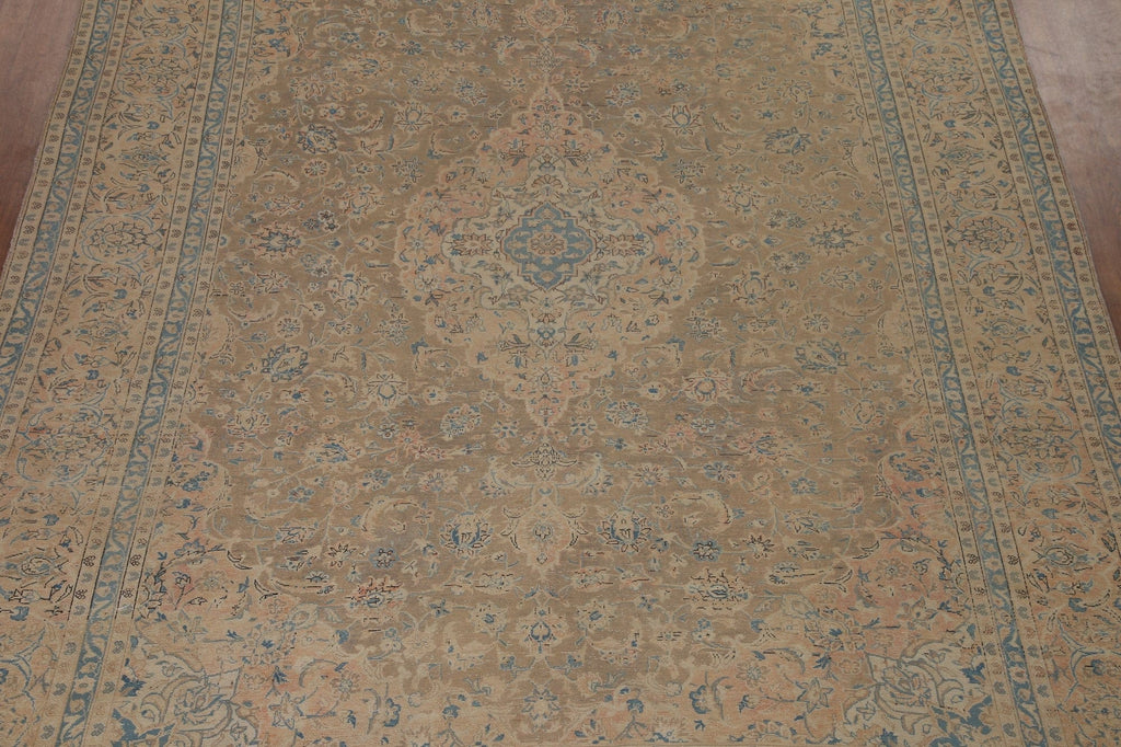 Vegetable Dye Brown Kashan Persian Area Rug 10x13