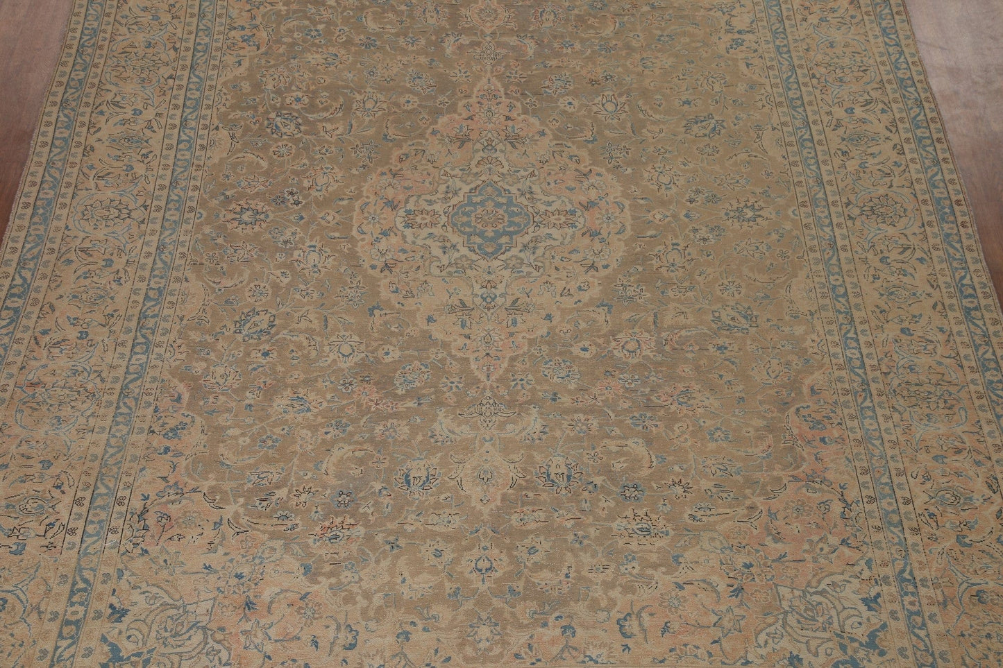 Vegetable Dye Brown Kashan Persian Area Rug 10x13