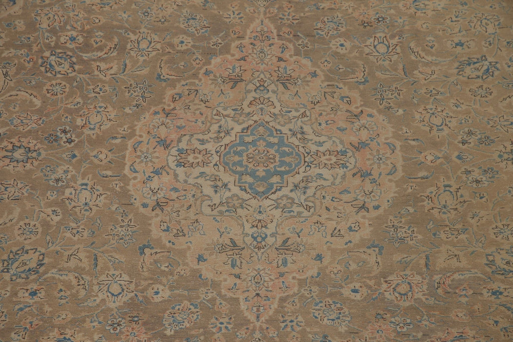 Vegetable Dye Brown Kashan Persian Area Rug 10x13