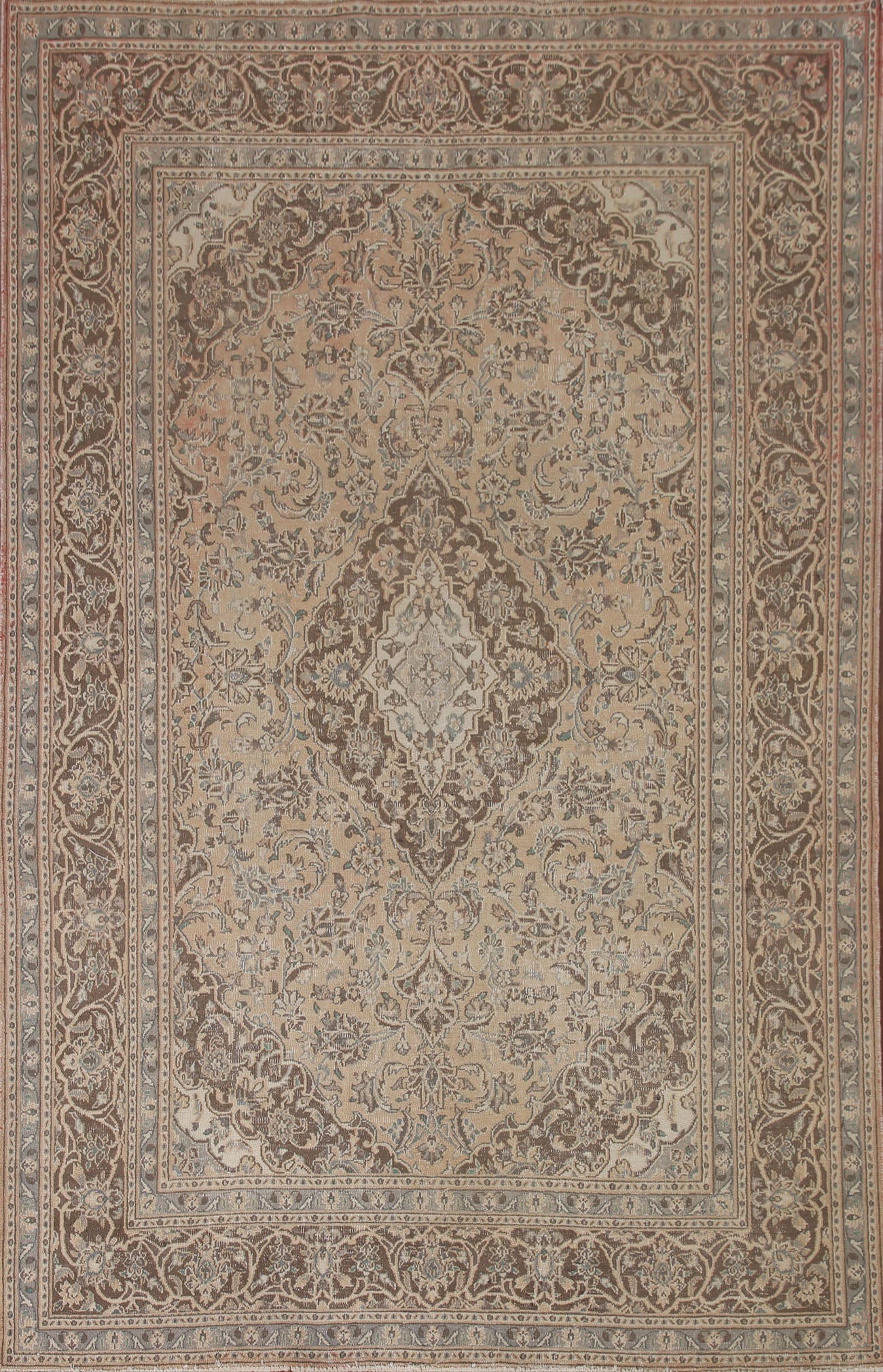 Distressed Mashad Persian Area Rug 6x9