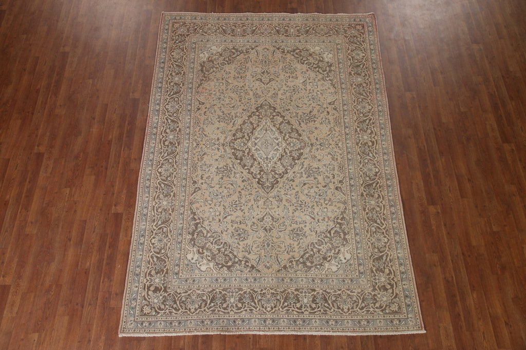 Distressed Mashad Persian Area Rug 6x9