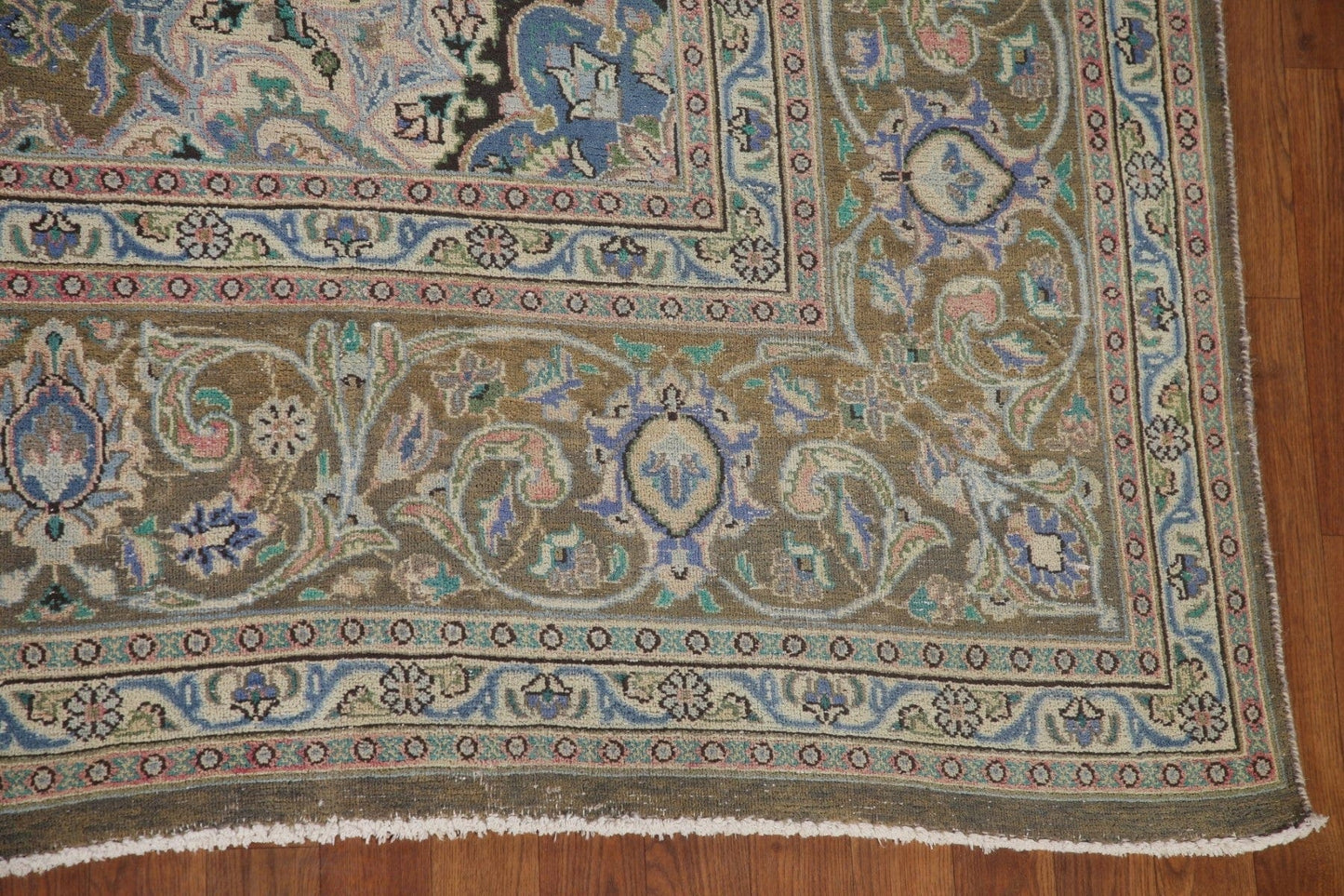 Green Vegetable Dye Kashan Persian Area Rug 10x13