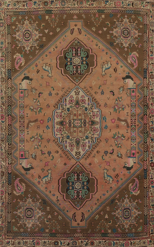 Animal Pictorial Abadeh Persian Area Rug 7x10