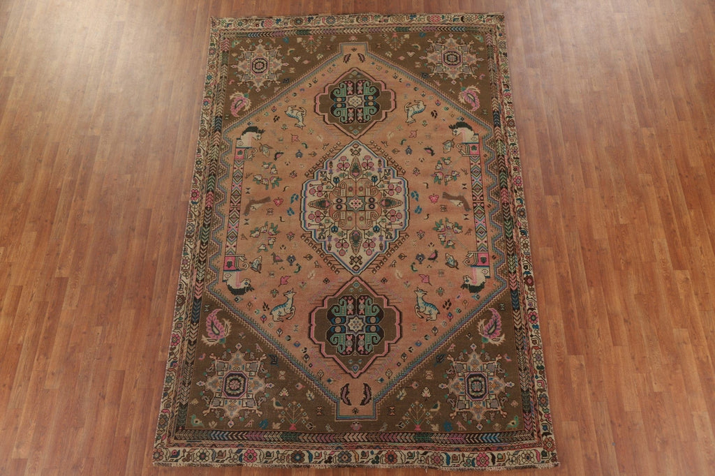 Animal Pictorial Abadeh Persian Area Rug 7x10