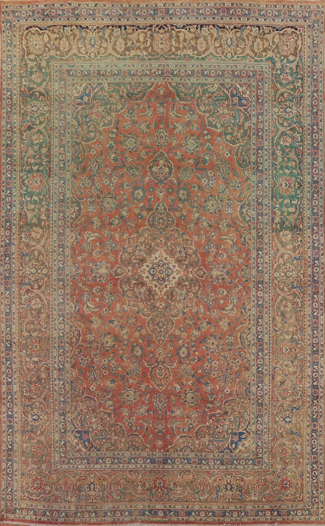 Distressed Over-Dyed Kashan Persian Area Rug 8x11