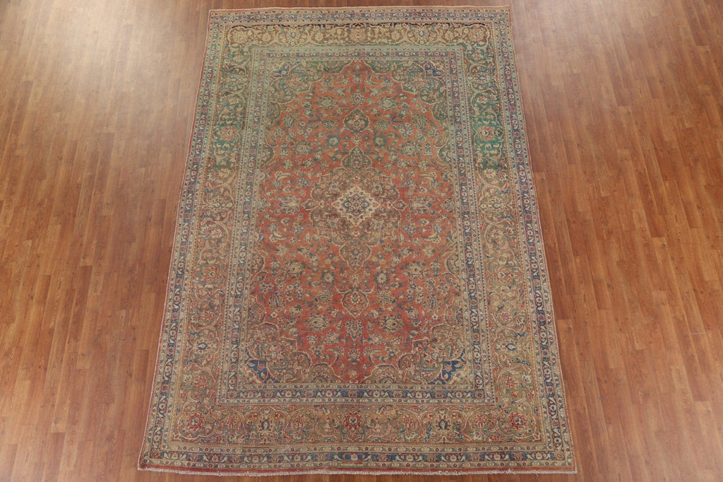 Distressed Over-Dyed Kashan Persian Area Rug 8x11